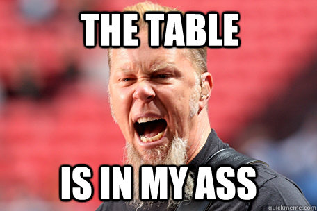  THE TABLE IS IN MY ASS  I AM THE TABLE - James Hetfield