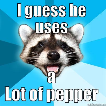 I GUESS HE USES A LOT OF PEPPER Lame Pun Coon