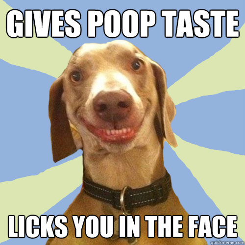 gives poop taste licks you in the face  Disgusting Doggy