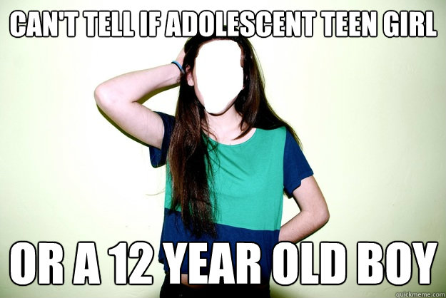 Can't tell if adolescent teen girl or a 12 year old boy  Flat Chested Something