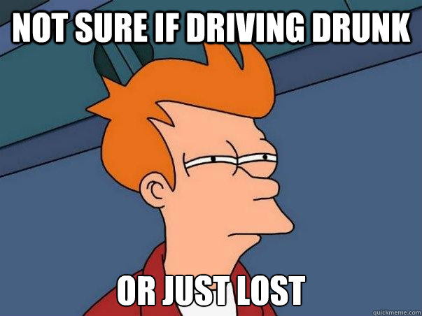 Not sure if driving drunk or just lost  Not sure Fry