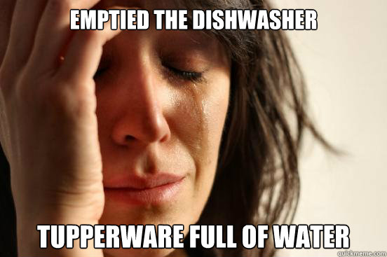 Emptied the dishwasher Tupperware full of water - Emptied the dishwasher Tupperware full of water  First World Problems