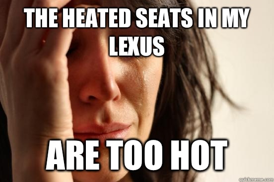 The heated seats in my lexus Are too hot  First World Problems