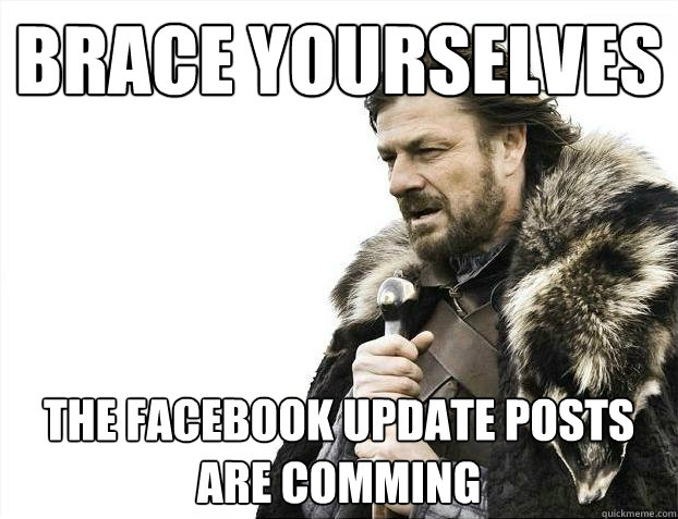 Brace yourselves The Facebook Update Posts are Comming  Brace Yourselves - Borimir