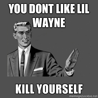 YOU DONT LIKE LIL WAYNE BITCH PLEASE  kill yourself