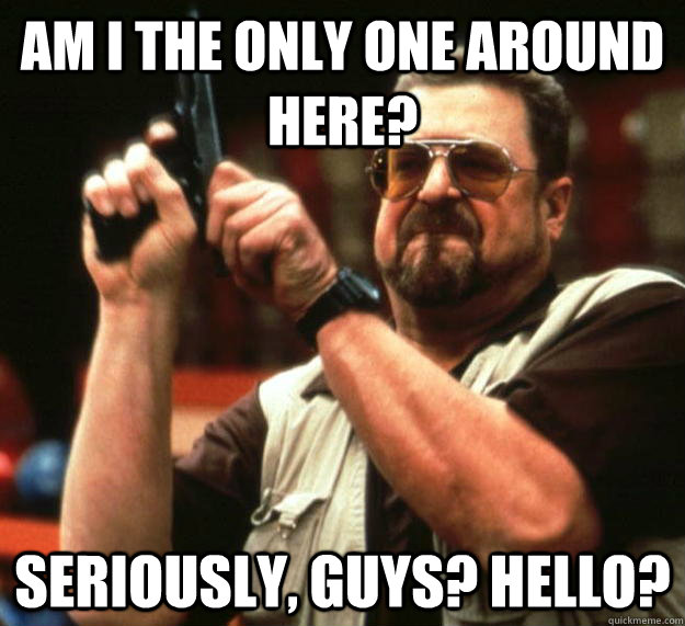 am I the only one around here? Seriously, guys? Hello?  Angry Walter