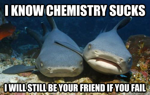 I know chemistry sucks i will still be your friend if you fail  Compassionate Shark Friend