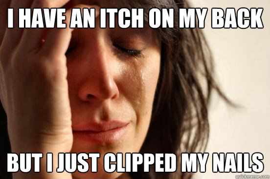 I have an itch on my back But I just clipped my nails  First World Problems