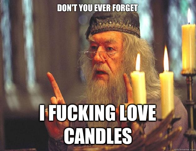 Don't you ever forget I fucking love candles  Dumbledore