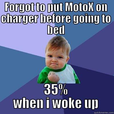 FORGOT TO PUT MOTOX ON CHARGER BEFORE GOING TO BED 35% WHEN I WOKE UP Success Kid