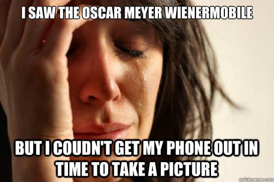 I saw the Oscar Meyer Wienermobile but I coudn't get my phone out in time to take a picture  First World Problems