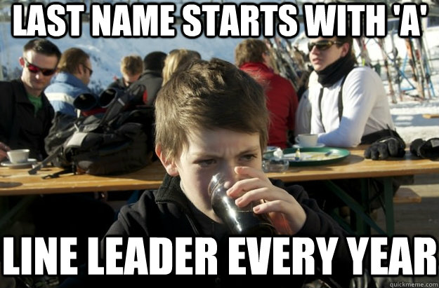 last name starts with 'a' line leader every year - last name starts with 'a' line leader every year  Lazy Primary School Student