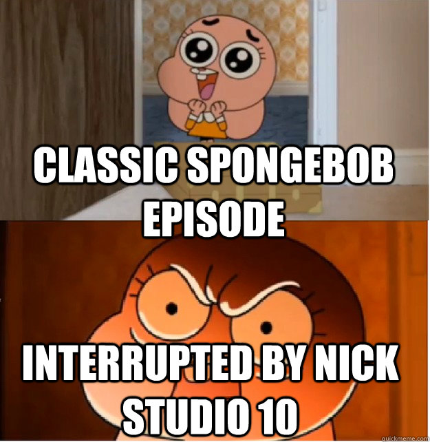 classic Spongebob episode interrupted by Nick Studio 10  