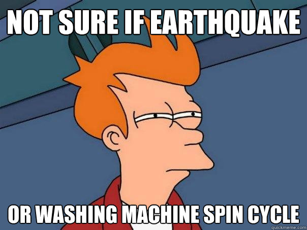 Not sure if earthquake or washing machine spin cycle  Futurama Fry