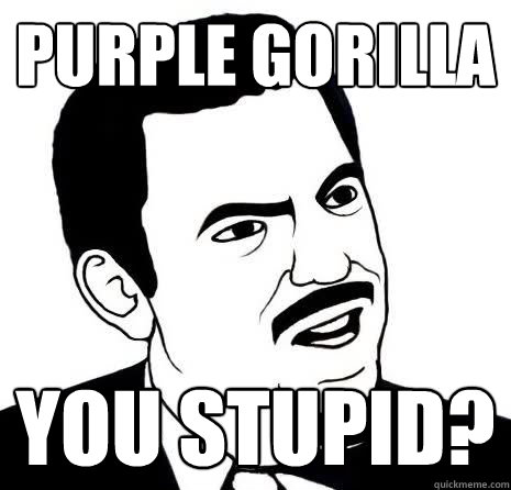 PURPLE GORILLA You stupid?  Seriously Are You Serious