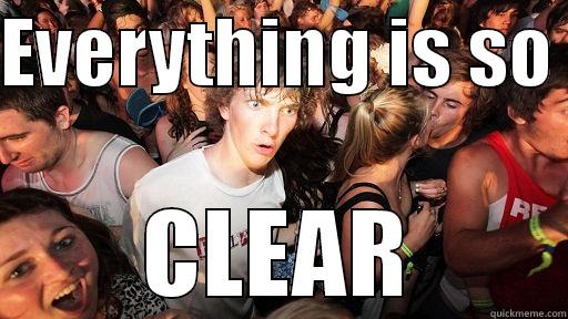 EVERYTHING IS SO  CLEAR Sudden Clarity Clarence