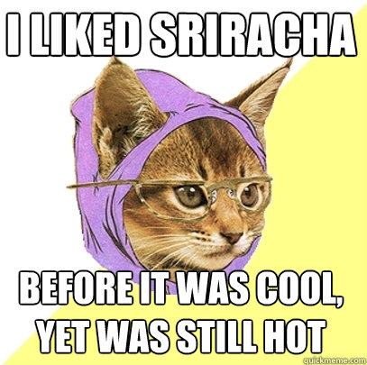 I liked Sriracha  before it was cool, yet was still hot  Hipster Kitty