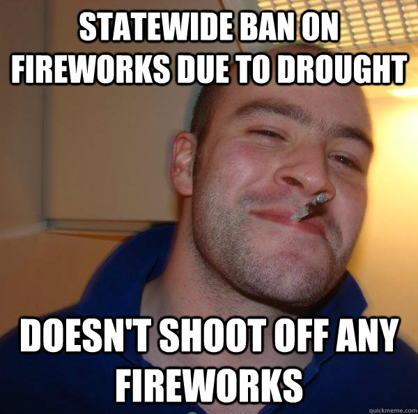 Statewide ban on fireworks due to drought Doesn't shoot off any fireworks - Statewide ban on fireworks due to drought Doesn't shoot off any fireworks  Misc