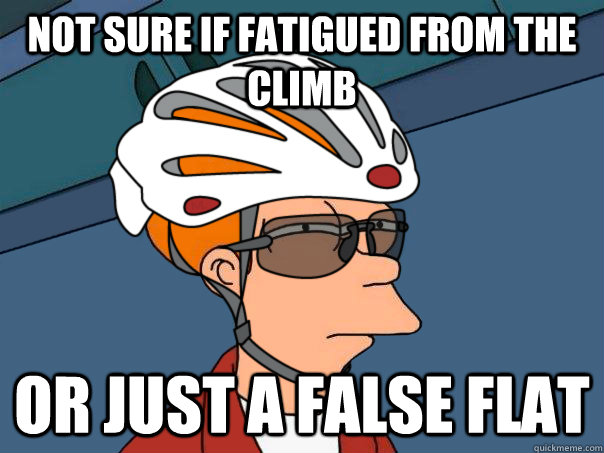 Not sure if fatigued from the climb or just a false flat  road bike fry