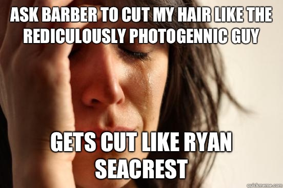 Ask barber to cut my hair like the rediculously photogennic guy Gets cut like Ryan Seacrest  First World Problems
