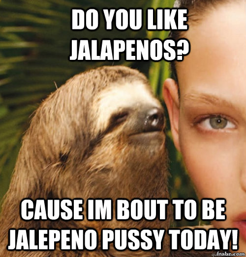 Do You Like Jalapenos? Cause Im Bout To Be Jalepeno Pussy Today!  rape sloth