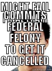MIGHT FAIL FINAL EXAM COMMITS FEDERAL FELONY TO GET IT CANCELLED Misc