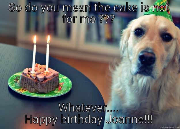 Always hungry - SO DO YOU MEAN THE CAKE IS NOT FOR ME ??? WHATEVER.... HAPPY BIRTHDAY JOANNE!!! Sad Birthday Dog