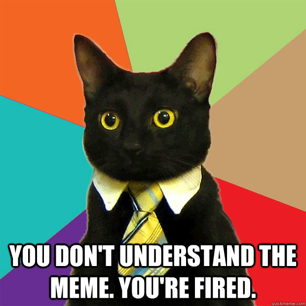  You don't understand the meme. You're fired.  Business Cat