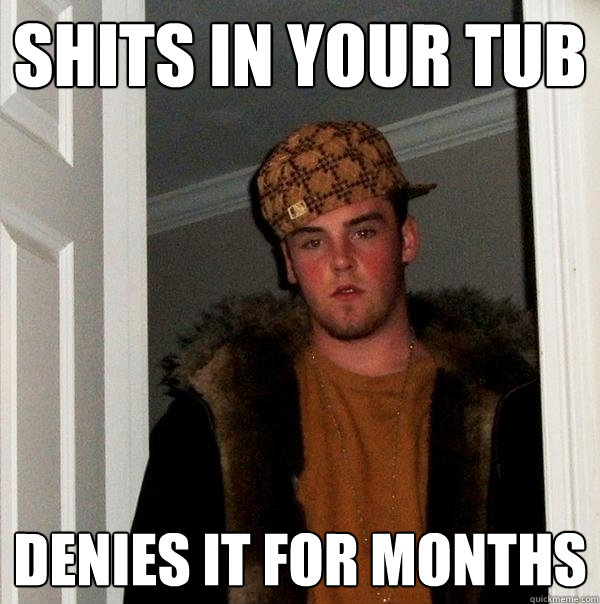 shits in your tub denies it for months  Scumbag Steve