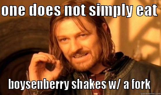 ONE DOES NOT SIMPLY EAT  BOYSENBERRY SHAKES W/ A FORK Boromir