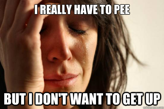 I really have to pee But I don't want to get up  First World Problems
