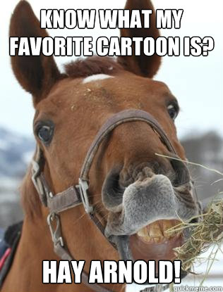 Know what my favorite cartoon is? Hay Arnold! - Know what my favorite cartoon is? Hay Arnold!  Hay Horse