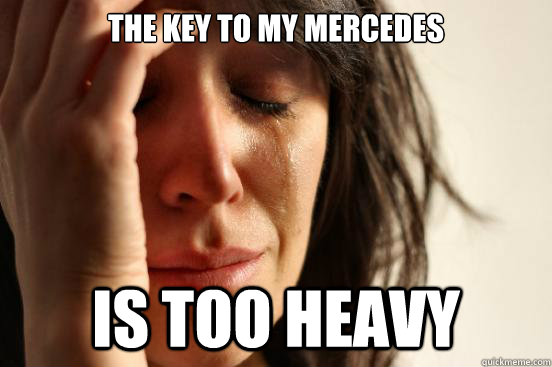 The key to my mercedes  is too heavy  First World Problems