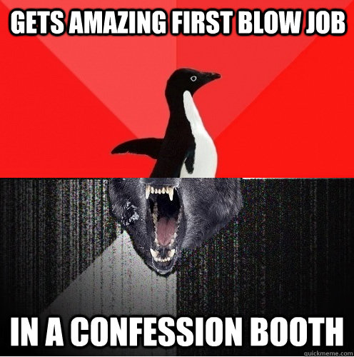 gets amazing first blow job in a confession booth - gets amazing first blow job in a confession booth  Socially Awesome Insanity Wolf