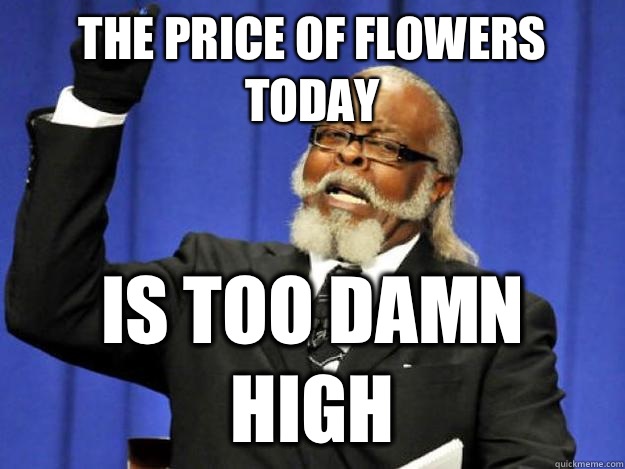 The price of flowers today is too damn high  Toodamnhigh