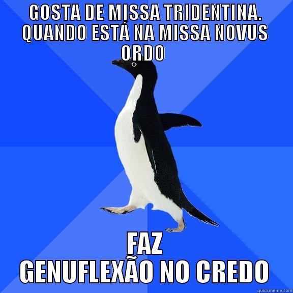 GOSTA DE MISSA TRIDENTINA. QUANDO ESTÁ NA MISSA NOVUS ORDO  FAZ GENUFLEXÃO NO CREDO Socially Awkward Penguin