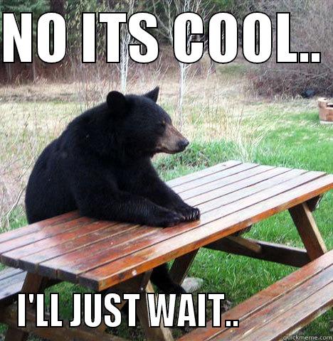 NO ITS COOL..  I'LL JUST WAIT..            waiting bear