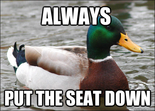 Always put the seat down - Always put the seat down  Actual Advice Mallard