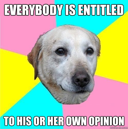 EVERYBODY IS ENTITLED TO HIS OR HER OWN OPINION  