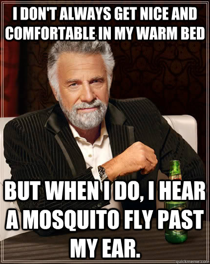 I don't always get nice and comfortable in my warm bed But when I do, I hear a mosquito fly past my ear.    The Most Interesting Man In The World