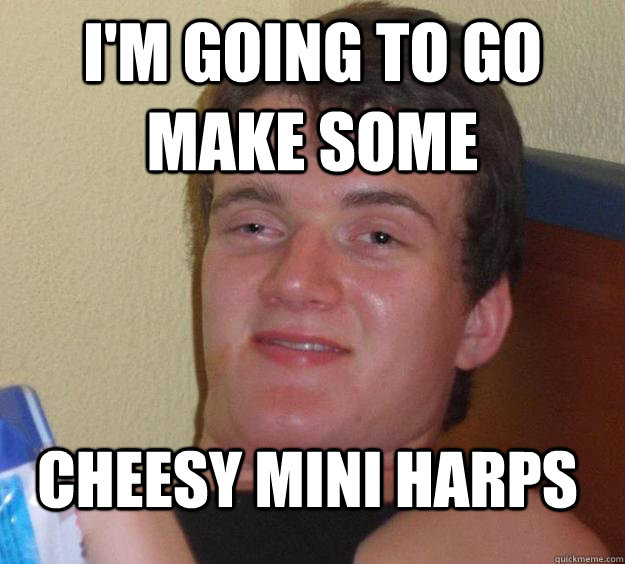 I'm going to go make some cheesy mini harps - I'm going to go make some cheesy mini harps  10 Guy