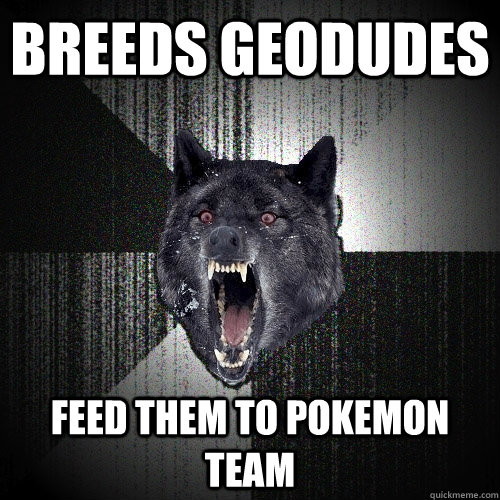 Breeds Geodudes feed them to pokemon team  Insanity Wolf