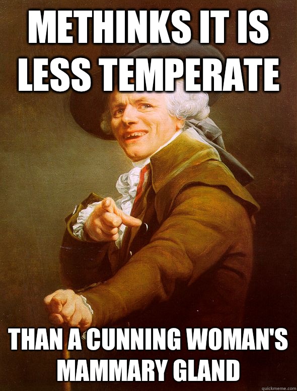 Methinks it is less temperate Than a cunning woman's mammary gland  Joseph Ducreux