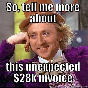 SO, TELL ME MORE ABOUT THIS UNEXPECTED $28K INVOICE Condescending Wonka
