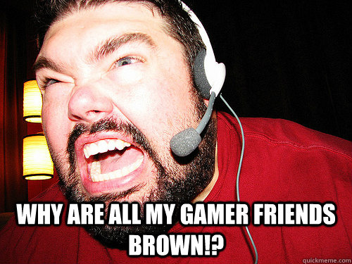  Why are all my gamer friends brown!?  Angry Gamer