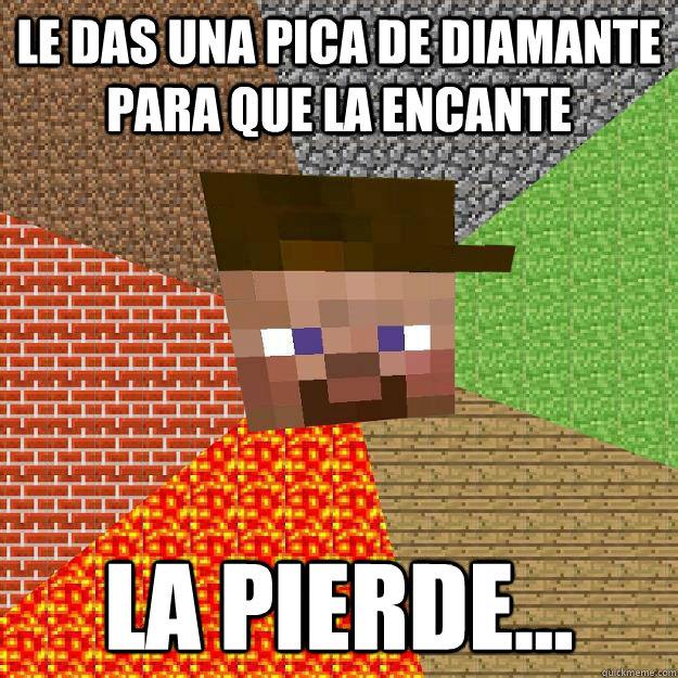 Le das una pica de diamante para que la encante la pierde... - Le das una pica de diamante para que la encante la pierde...  Scumbag minecraft