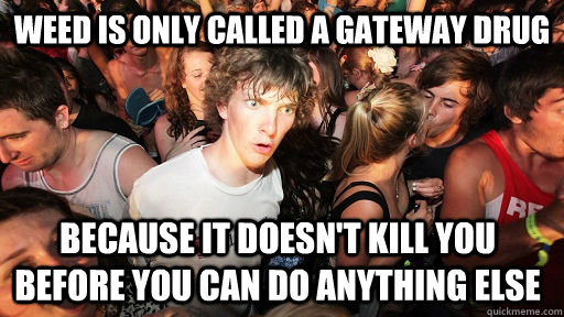weed is only called a gateway drug because it doesn't kill you before you can do anything else  Sudden Clarity Clarence