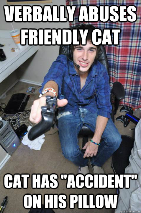 verbally abuses friendly cat cat has 