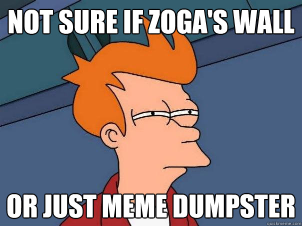 Not sure if Zoga's Wall or just meme dumpster  Futurama Fry