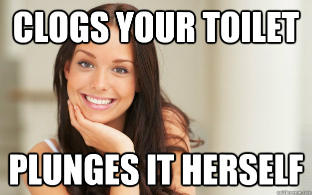 clogs your toilet plunges it herself  Good Girl Gina